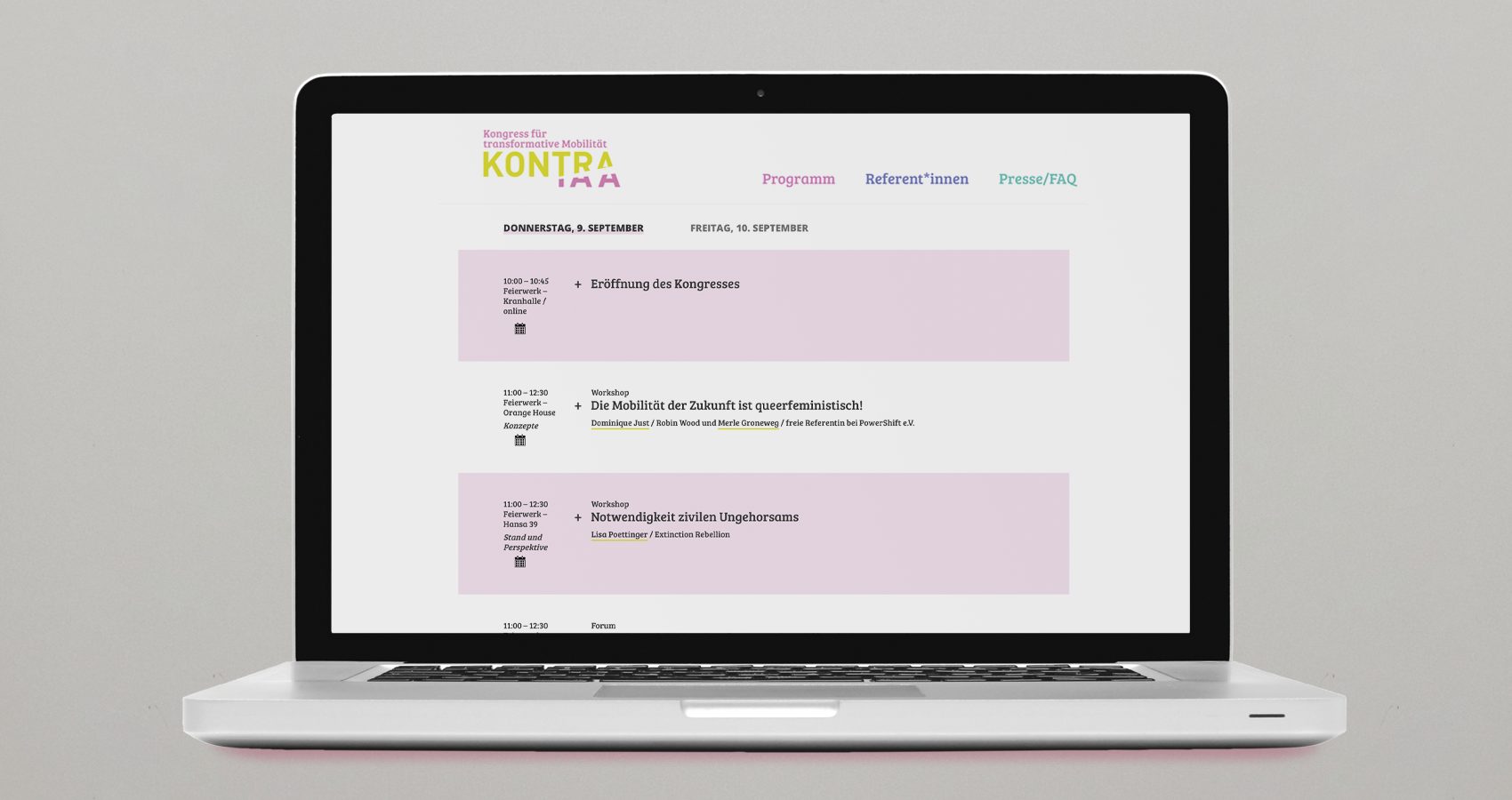 KonTra IAA – Kongress für transformative Mobilität, Screenshot Programm