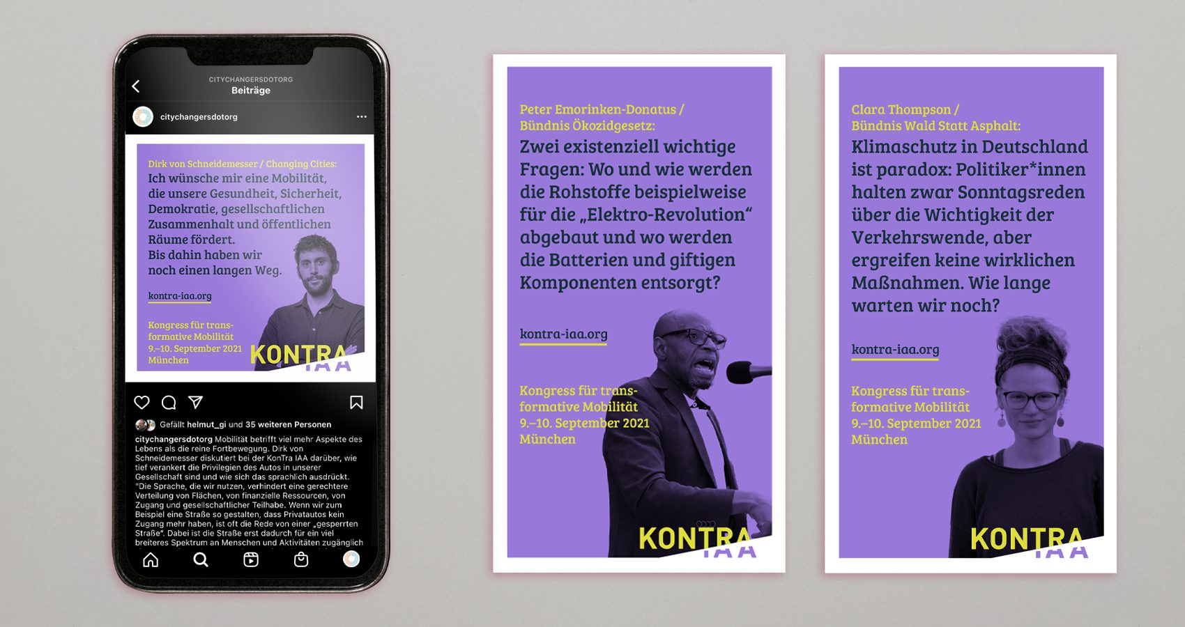 KonTra IAA – Kongress für transformative Mobilität, Instagram-Sharepics für Beiträge und Stories