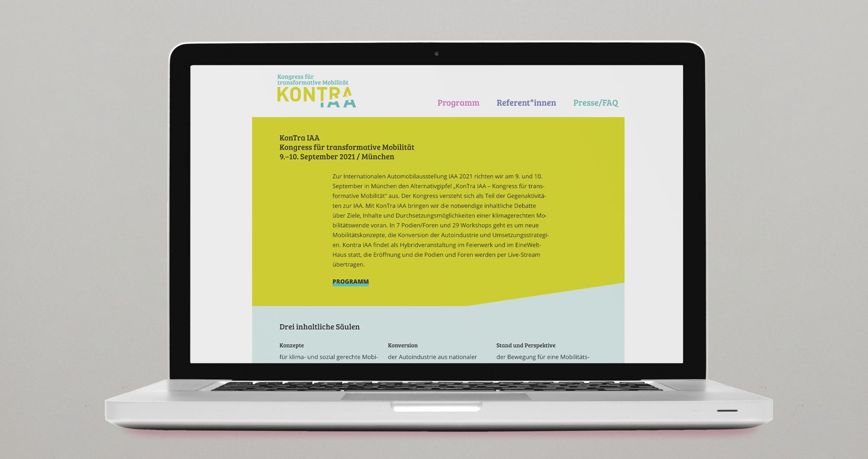 KonTra IAA – Kongress für transformative Mobilität, Screenshot Homepage
