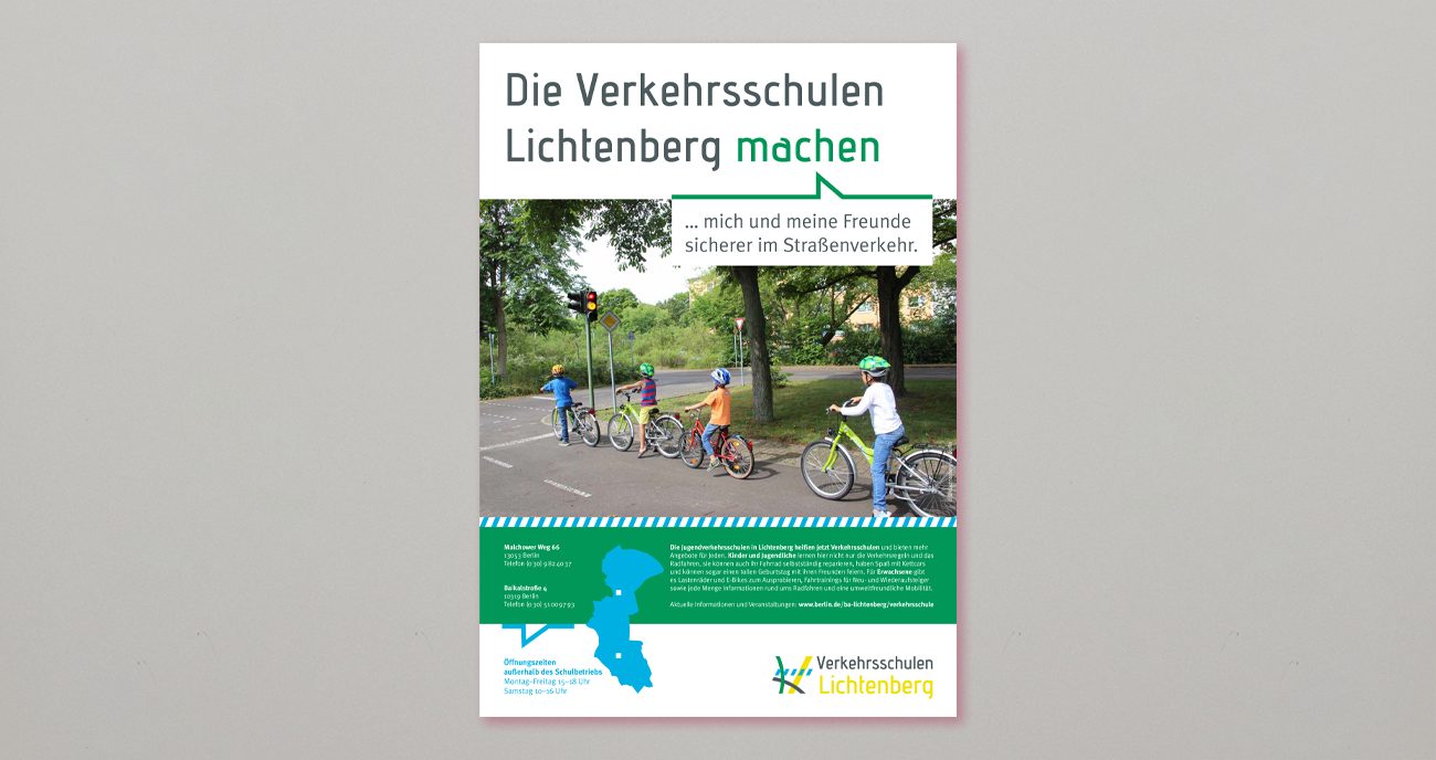 Plakat für die Verkehrserziehung von Kindern an den Verkehrsschulen Lichtenberg / © Yvonne Hagenbach, Lesotre